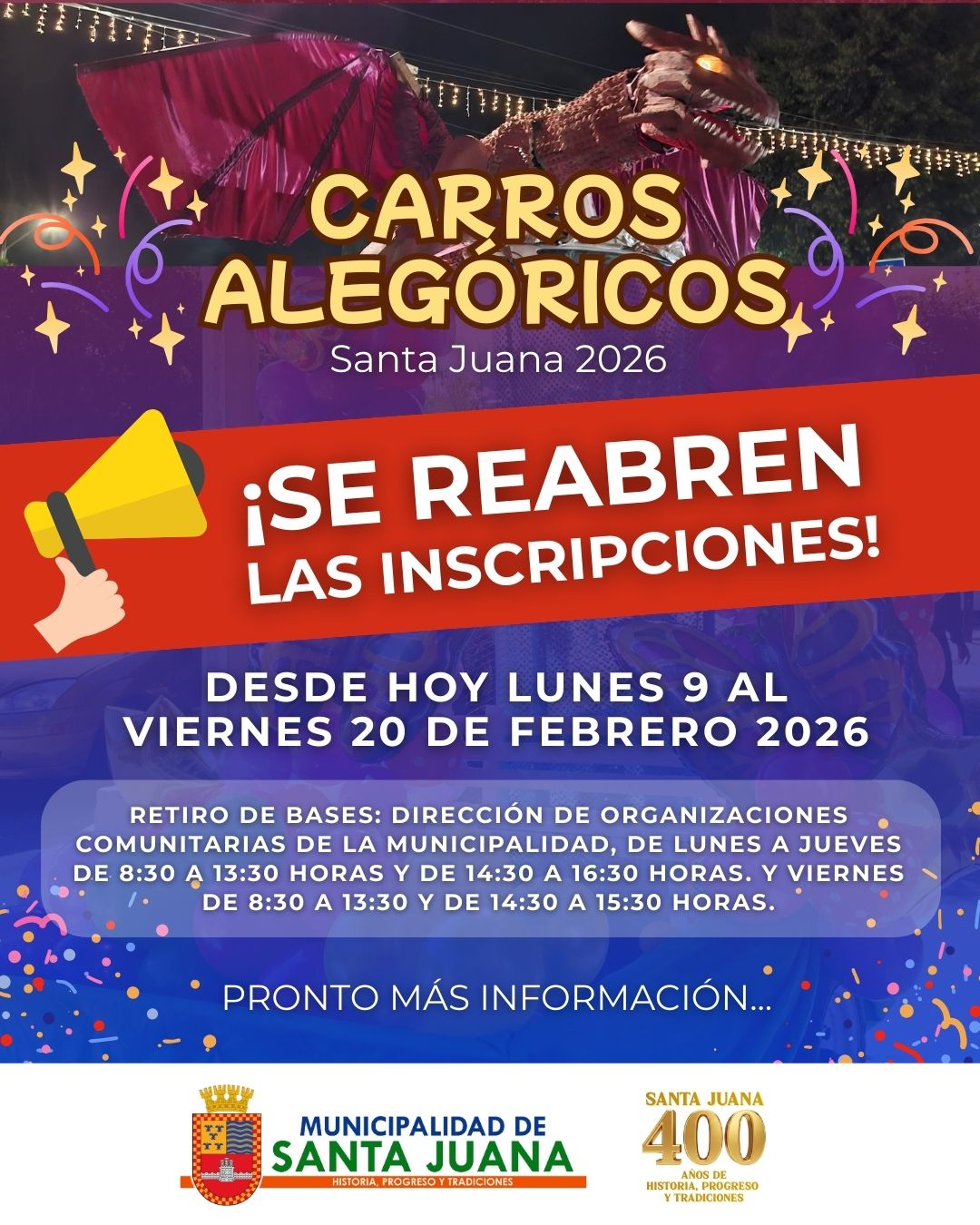 ¡LA MAGIA Y EL COLOR VUELVEN A LAS CALLES! ¡SE REABREN LAS INSCRIPCIONES!
